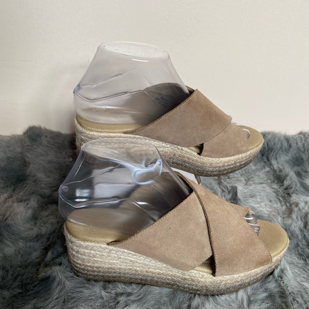 Anthropologie Paseart Tan Wedge Espadrille Shoes with Crossover Design